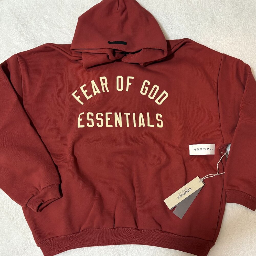 Fear of God Men Essential Men Crimson Hoodie NWT all sizes available